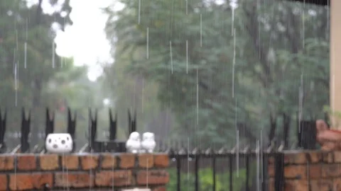 Heavy rain falling in an urban environment Stock Footage 128963770