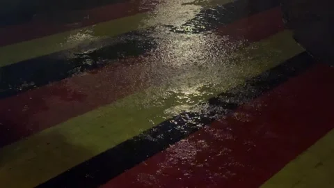 Heavy Rain Falling on Wet Pavement at Night with Natural Rain Ambience in 4K Video stock 341717822
