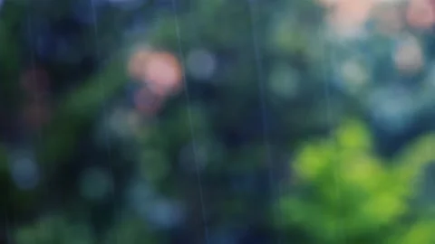 Heavy rain falling on window surface Stock Footage 144672560
