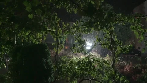 Heavy rain flashes lightning hurricane at night 스톡 동영상 220267421