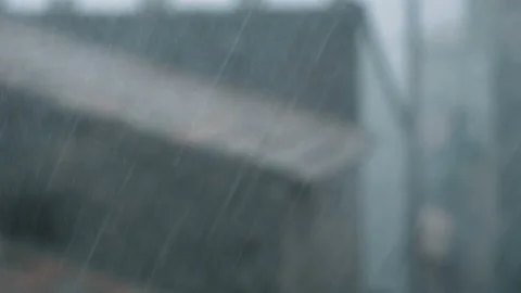 Heavy rain flood falling down during a winter storm tempest,climate changes 4k Stock Footage 228200078
