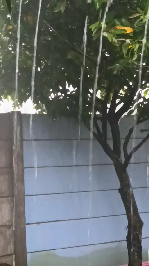 Heavy Rain Flow From The Roof Stock Footage 307192513