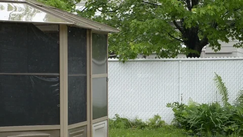Heavy rain on a gazebo Stock Footage 109182304