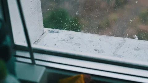 Heavy Rain with Hail, Slow Motion Stock Footage 303887449