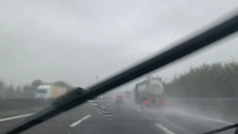 Heavy rain on a highway Stock-Footage 289395772