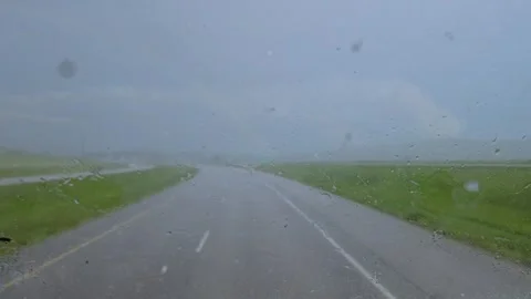 Heavy rain on the highway road Stock Footage 248119829