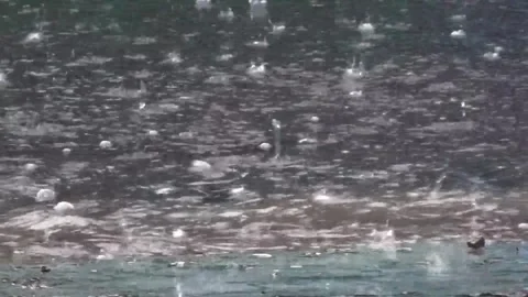 Heavy rain hits the streets Stock Footage 304392310