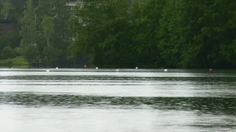 Heavy rain on a lake  Stock Footage 10790202