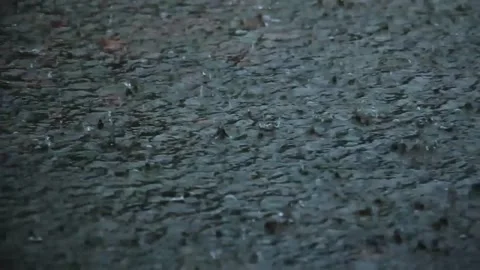 Heavy rain makes puddles Stock Footage 215389756