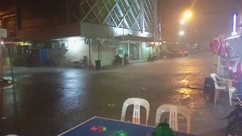 Heavy rain in the middle of the city Stock Footage 219908013