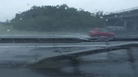 Heavy rain on the motorway. Stock Footage