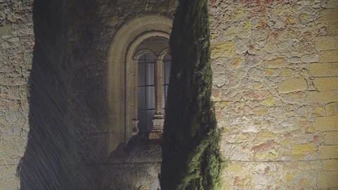 Heavy rain near Convento de las Duenas, is a Dominican convent located in the Stock Footage 158955645