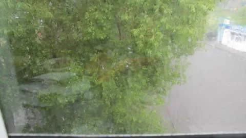 Heavy rain outside the window 動画素材 155826109
