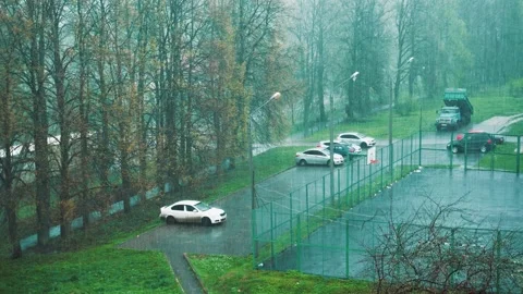 Heavy rain outside the window Stock Footage 309010651