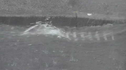 Heavy rain overflowing gully Stock Footage 45292420