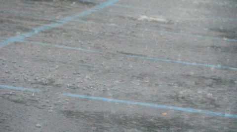 Heavy rain in parking lot Stock Footage 34133809