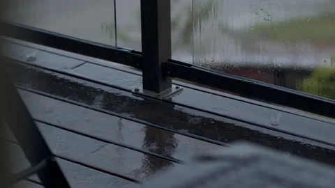 Heavy Rain on a Porch Stock Footage 201565508