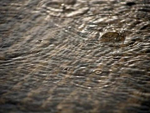 Heavy rain on a puddle Foto stock
