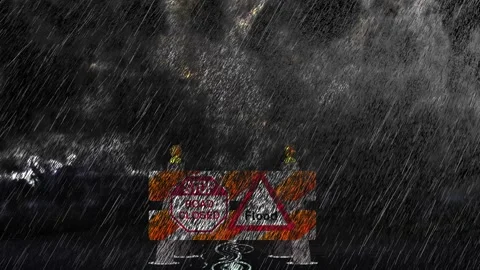 Heavy Rain Road Closed Background Stock Footage 249646336