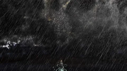 Heavy Rain Road with Dark Clouds and Lightning Thunders Stock Footage 249713113