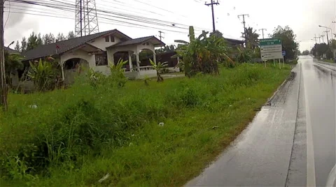 Heavy rain on the road Stock Footage 50417941