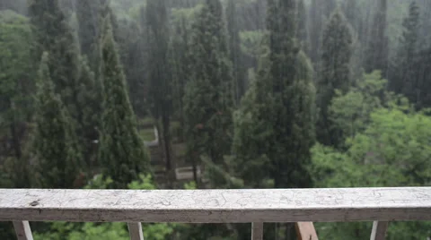 Heavy Rain on the Rooftop Stock Footage 61939639