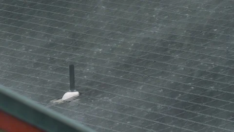Heavy Rain Rooftop Medium, 4K Stock Footage 100997249