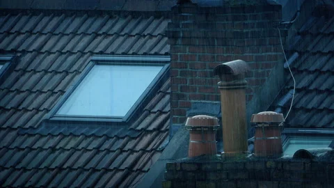 Heavy Rain On Skylight Window Stock Footage 248620090