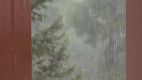 Heavy Rain Slow Motion In Aghios Stefanos Athens Greece Raindrops Splash Video stock 337861257