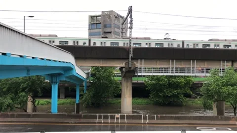 Heavy rain in the stream Stock Footage 245353987