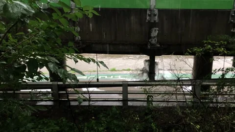 Heavy rain in the stream Stock Footage 245354448