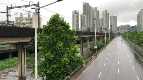 Heavy rain in the stream Stock Footage 245357347