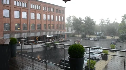 Heavy rain on the street Stock Footage 146643931