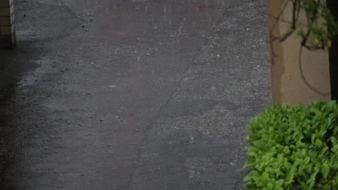Heavy rain on the street Stock Footage 157238613