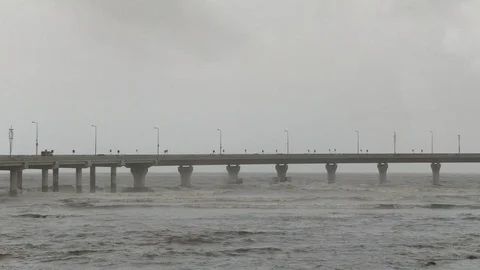 BEFORE HEAVY RAIN STROM SCENE  ARABIAN SEA 4k Stock Footage 90808530