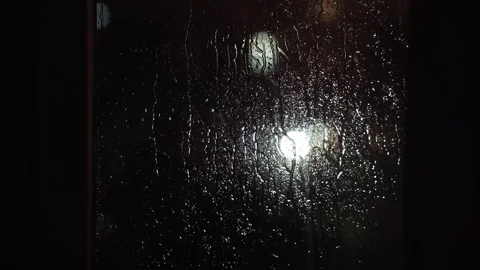 Heavy rain with thunderstorms, wind and lightning outside the window Video stock 244006685