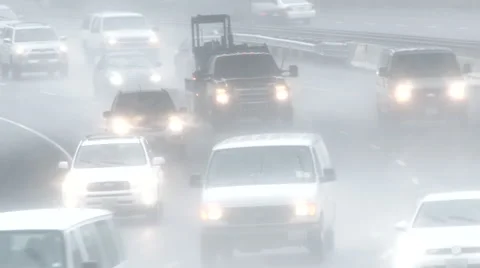 Heavy Rain Traffic Stock Footage 58350662