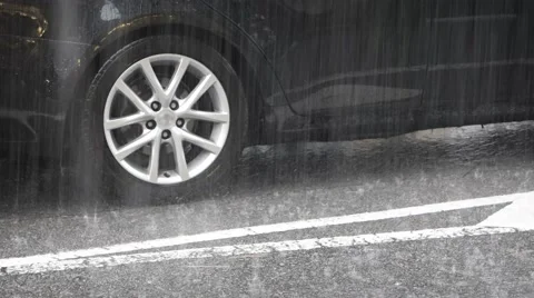 Heavy Rain on Urban Street and Cars. UltraHD video Stockbeeldmateriaal 59791966