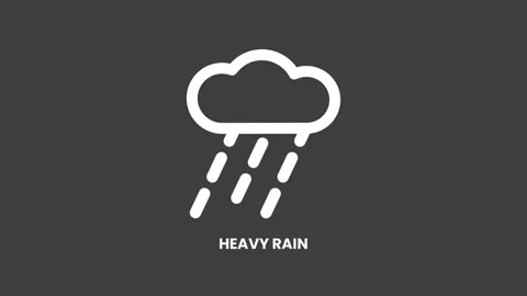 Heavy Rain Weather Icon On Dark Gray Background Stock Footage 335575233