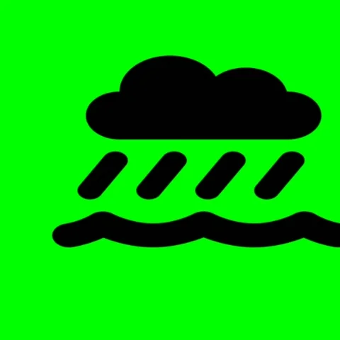 Heavy Rain Weather Icon Loop on Green Screen for Chroma Key Stock Footage 340620707