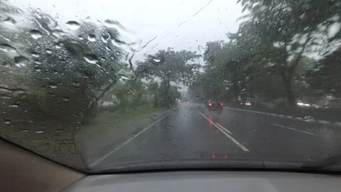 Heavy Rain while Driving, Surabaya East Java, Indonesia, Asia Vídeo Stock 129060555