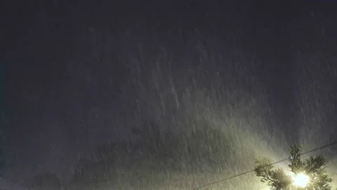 Heavy Rain with The Wind At Night During Thunderstorm. Stock Footage 201322272