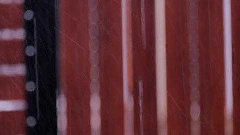 Heavy Raindrops With Blur Background Stock Footage 118724807