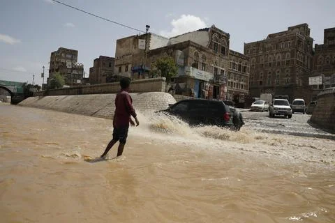 Heavy rainfall and flooding affect Yemen, Sanaa - 19 Aug 2022 Stock Photos