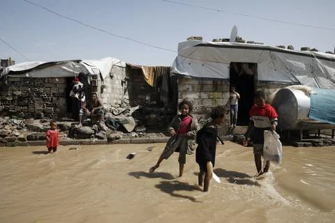Heavy rainfall and flooding affect Yemen, Sanaa - 19 Aug 2022 Stock Photos