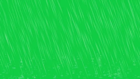 Heavy Rainfall and Water Drop Splash Animation on Green Screen Background Stock Footage 321654407