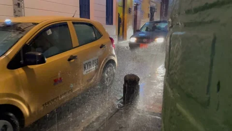 Heavy rainfall in candelaria district Stock Footage 239418855