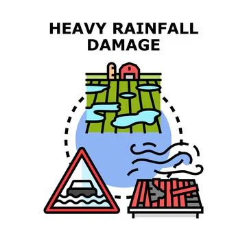 Heavy rainfall creating weather damage and disaster Ilustración de archivo