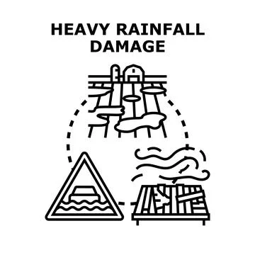Heavy rainfall creating weather damage and disaster Ilustración de archivo