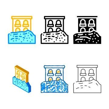 Heavy rainfall disaster color types icon vector Stock Illustration
